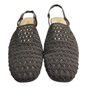 Judith Slingback Sandals Womens Size 9.5M Black Square Toe Ankle Strap Slip On